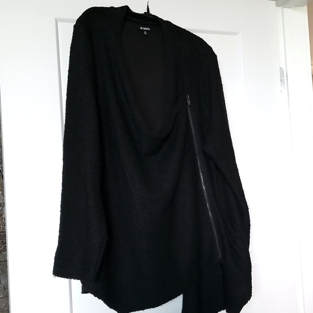 BB DAKOTA Black Zipper Front Knitted Cardigan Size 2X